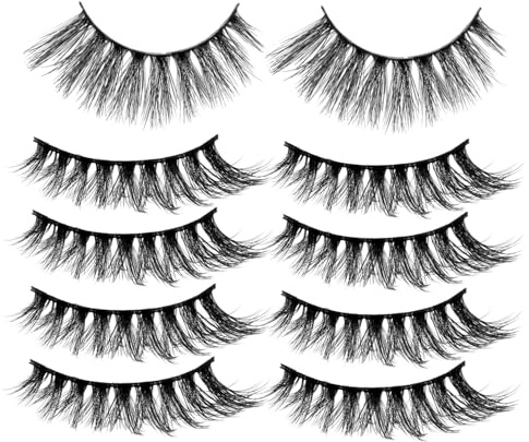 VALICLUD 5 paires Faux Cils Épais Noirs Extension Cils Artificiels et Recourbés Regard Naturel et Séduisant Maquillage Quotidien et