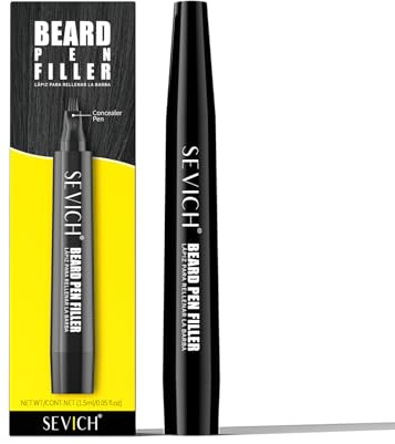 SEVICH Beard Pencil Filler for Men,Unique 4-Tip Beard Pen Resistant,Instantly Fills Sparse Areas & Covers Gaps,Waterproof & Sweat-Resistant,Natural Effects,Dark Brown,Natural Effects,Dark Brown