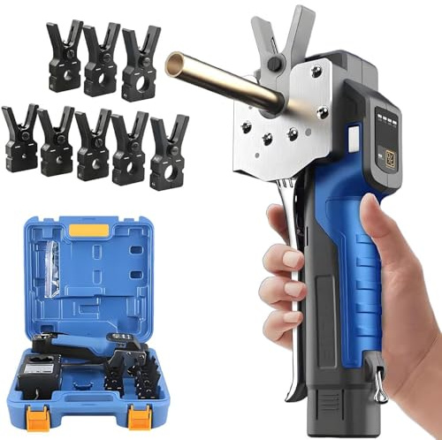 Moubhjd Cartellatrice Tubi Rame for Svasatura Cordless da 1/4 - 3/4, Espansore per Tubi Idraulici Strumento per Svasatura Tubi Eccentrici a 45 ° per Tubi in Rame e Alluminio,8chucks