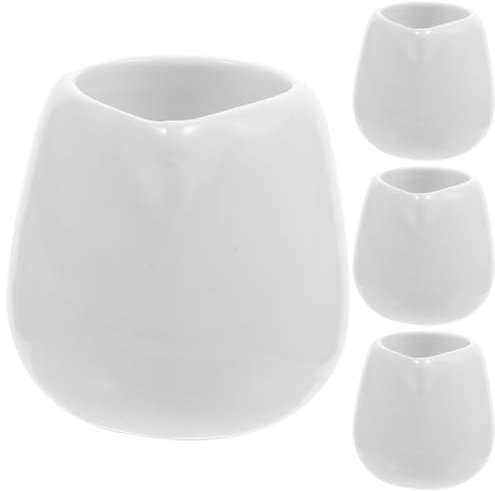 BESPORTBLE Lot de 4 Mini Saucières en Céramique Blanche sans Poignée Récipients à Sauce Cuisine Distributeurs de Sauce Compacts pour Vinaigrettes Bouillons et Condiments Usage Quotidien