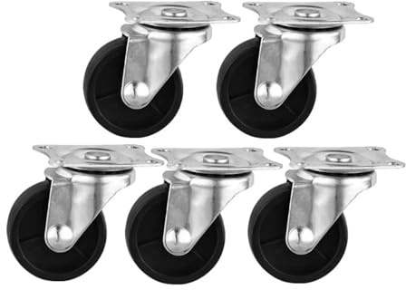 5 unids/lote ruedas 1,5 pulgadas negro Pp ruedas giratorias diámetro 40mm plástico altura de dirección 5cm pies de muebles