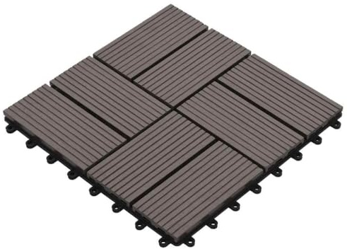 INLIFE Carreaux de terrasse 22 pcs 30 x 30 cm 2 m² WPC Marron foncé-277810