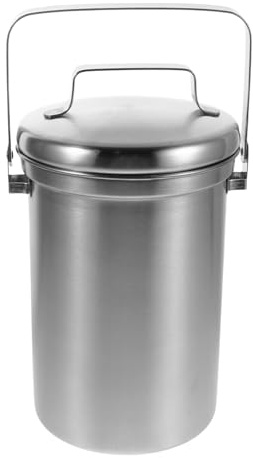PRETYZOOM Seau Compost de Cuisine Acier Inoxydable Conteneur à Déchets Alimentaires Poubelle de Comptoir avec Couvercle Composteur pour Usage Quotidien