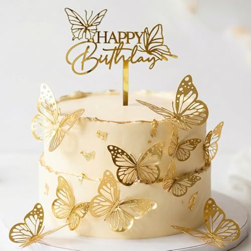 Butterfly Theme Cake Topper Set for Birthday | Dreamy fantasy design, one-stop cake decoration solution, Reusable design, Ideal for birthday parties