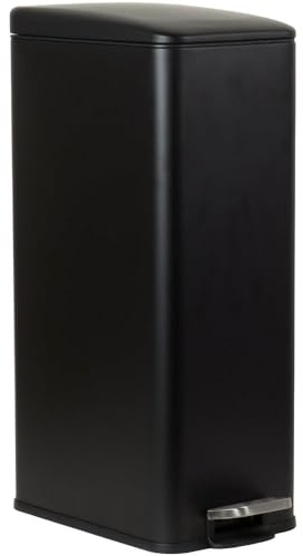 wilko Slimline Rectangular Bin, Charcoal, 20L Capacity, Black, Pedal Opening, Hands-Free Operation, Slimline Design, Kitchen