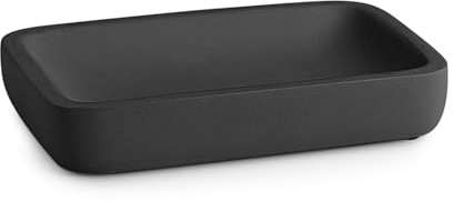 Gedy Baku Portasapone Bagno, Piatto in Resina Colore Nero Finitura Opaca, Forma Rettangolare Misure L 12,1 x P 8,2 x H 1,9 cm Porta Sapone Bagno, Piattino Portasaponetta con Fondo Antiscivolo