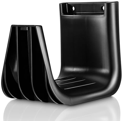 GRIRIW Space-Saving Vacuum Hose Wall Mounted Holder in Black Plastic Bracket for Vacuum Cleaner Accessories Storage and Garage Use