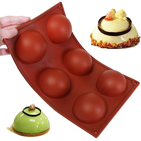 Wady 6 Halbkugeln, groß, Silikonform, flach, rutschfest, langlebig, für Kuchen und Kochen