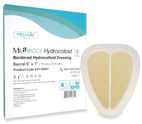 MedVanceTM Hydrokolloid - hydrophil mit selbstklebendem, sakral, 15 cm x 17,5 cm Schachtel mit 5 DRESSINGS