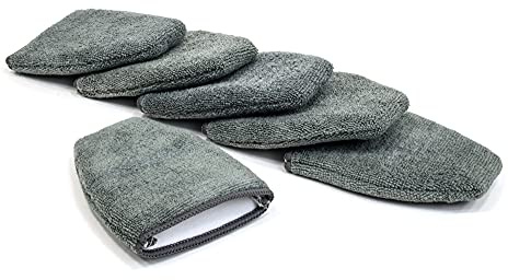 Autofiber [Finger Applicator] Microfiber Fingertip Mitt Applicator (5 in. x 4 in.) 6 Pack (Gray)