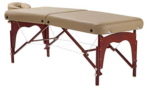 Teqler Holz-Massageliege «Ubud» Bezug: khaki, Gestell: dunkel