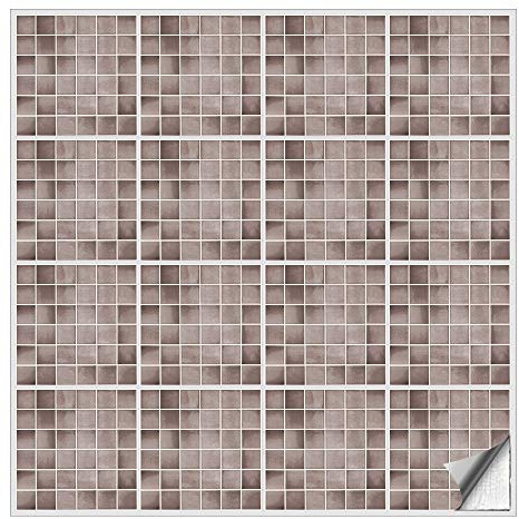 Kiwistar - Set 17 - Autocollants pour carrelage - 15 x 15 cm - Lot de 100 - Chocolat mosaïque - pour la Cuisine, la Salle de Bain, Le dosseret, la Bordure, la rénovation, Le Motif de Carreaux