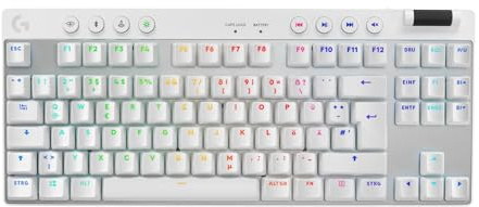 Logitech G PRO X TKL LIGHTSPEED kabellose Gaming-Tastatur (Weiß) | Ultramobiles Design ohne Ziffernblock, LIGHTSYNC RGB, PBT-Tastenkappen, Tactile Switches (GX Brown), QWERTZ Deutsches, PC