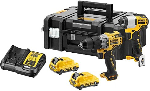 Dewalt DCK2111L2T 12v Brushless Sub Compact Twin Pack Combi Drill Impact Driver Yellow