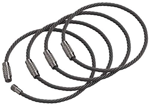 Silipac Schlüsselanhänger Kabel Drahtseil Edelstahl Metallisch 16cm 2mm – Draht Schlüsselring Schlaufe für Schlüsselbund Auto Kofferanhänger 4 Stück