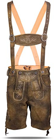 Kurze Trachten Lederhose aus echtem Leder Dunkelbraun Antik Größe 46 48 50 52 54 56 58 60