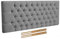 CHENILLE FABRIC 20 CHESTERFIELD HEADBOARD FOR DIVAN BED BASE (Grey, 3FT - SINGLE)