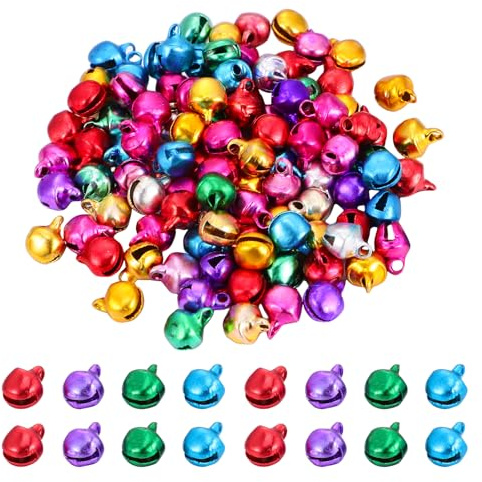 UKCOCO 100st Farben Jingle Bell Jingle Bell Handwerk Weihnachtsglocken Zum Basteln Glockentürverzierungen Rasseln Kleben Bunte Metallglöckchen DIY Mini-glöckchen Baby Schlitten Miniatur