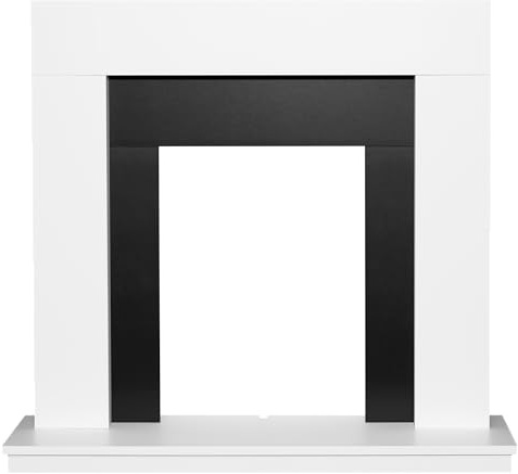 Adam Malmo Fireplace in White & Black/White, 39 Inch