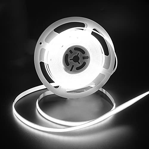 Wisada Dimmbar COB Streifen 2m, DC12V 320 LEDs/m Flexibler LED Lichtband, Innenbereich Nicht Wasserdichte Kaltweiß LED Band Lichterketten mit RF Dimmer & 12V Netzteil für Schrankbeleuchtung