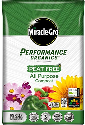 Miracle-Gro Performance Organics All Purpose PEAT FREE Compost, 40L, White