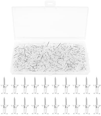 SHULLIN 200 Stück Transparente Reißzwecke Durchsichtig Reißnägel Pins Pinnwandnadeln Dekorative Stecknadeln Reißbrettstifte Pinnnadel Pinnadeln Heftzwecken für Weltkarte Pinnwand Fotos Kork Korkwand