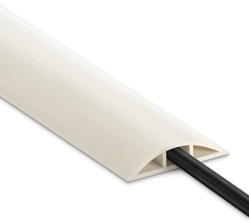 1.8 m Kabelabdeckung für den Boden, beigefarbener Kabelverstecker, Verlängerungskabelabdeckung, Netzkabelschutz, Boden, weiche PVC-Drahtabdeckungen, Kabelhohlraum: 1.2 cm (B)x0.6 cm (H)