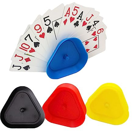 Duokirs Kartenhalter Kinder Spielkarten, Spielkartenhalter Kinder 4 Stück, Freisprech Dreieck Kartenhalter für Behinderte, Spielkartenständer Geeignet für Behinderte, Senioren