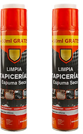 H HANSEL HOME Limpia Tapicerías Espuma Seca, Respeta los Colores, para Limpiar Asientos del Coche, Tapicerías, Alfombras, Sofá, Zapatillas, 650ml - Pack de 2 Unidades
