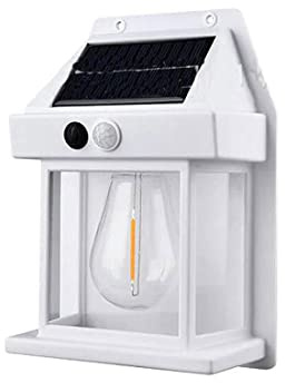 Applique Murale Solaire en Tungstène pour l'extérieur, Lumiere Solaire Exterieur, Lampe Solaire Exterieur Detecteur de Mouvement, 3 Modes Luminaire, IP65 Etanche Éclairage Mural d'extérieur (Blanc)