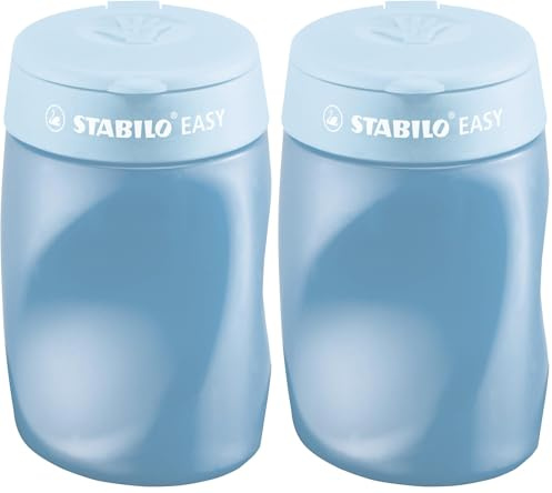 STABILO - Ergonomischer Dosen-Spitzer für Rechtshänder - EASYsharpener - 2x - 3 in 1 - blau