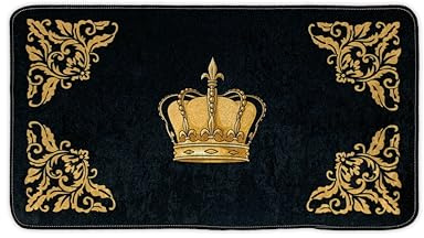 Badezimmerteppich Badematte Duschmatte Badvorleger Duschvorleger Fußmatte Krone Muster in schwarz Gold - rutschfest waschbar Fussbodenheizung geeignet flauschig - 50 x 90 cm, Design3: Krone