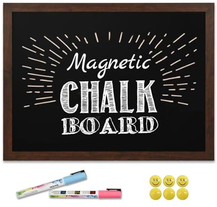 DOLLAR BOSS kreidetafel magnettafel 57 X 90cm tafel magnetisch Retro-Grenze wandmontierte Tafel,4 Kreide, 8 Magnete, für Hochzeit, Küche, Bar, Restaurant, Menü für Zuhause