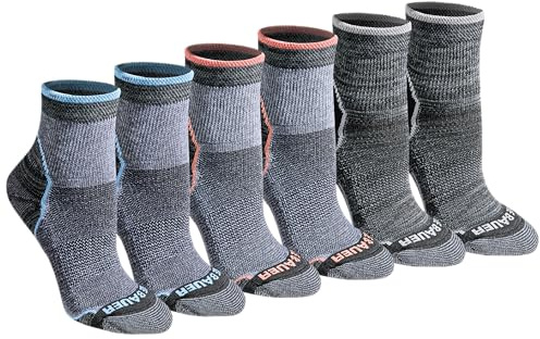 Eddie Bauer Women's Dura Dri Moisture Control 6-Pair Quarter Socks, Charcoal Assorted FR (6 Pairs), Medium