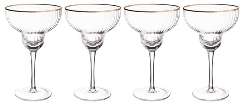 BUTLERS 4er Set Cosmopolitanglas Glas - GOLDEN TWENTIES - mit Goldrand | Farbe Durchsichtig - 350 ml - Cocktailglas für Cosmopolitan & Cocktails - Martiniglas für Martinis & Aperitifs