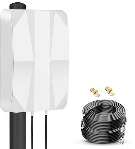 Nelawya Antenna 4G LTE 5G da Esterno 698-2700 | 3300-3800MHz Antenna a Pannello Mimo fino a 12dBi Direzionale con cavo da 10 metri, Connettore TS9/SMA compatibile con Modem Router 5G 4G LTE