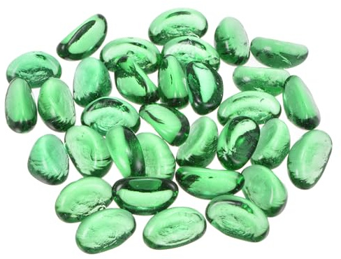 QUARKZMAN 33 Pezzi di Perle di Vetro per Focolare, Rocce di Vetro Lustrato da 3/4 per Acquario, Giardino di Piante Grasse, Decorazione Verde