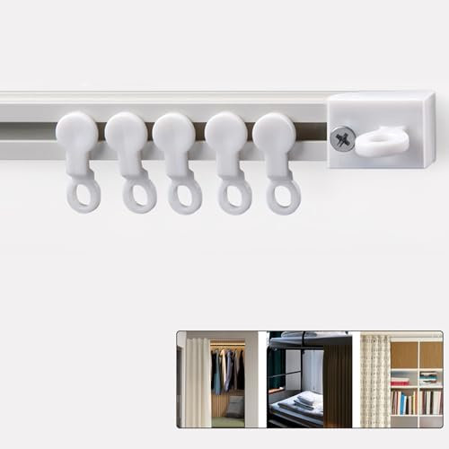 Vorhangschiene Aus Aluminium Selbstklebende Gardinenschiene, Deckenmontage Vorhangstange, Keine Beschädigung, Vorhangschiene, Ohne Bohren, 100-420cm(Color:Side-loading,Size:6M/(19.6FT))