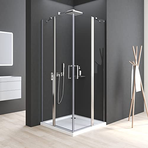 Duschkabine 100x90x185cm Eckeinstieg Pendeltür Duschabtrennung Eckdusche Eck-Duschkabine Duschkabine Schwingtür Duschwand 6mm NANO ESG Sicherheitsglas, LINKS & RECHTS MONTIERBAR