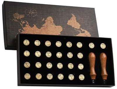 Mumuve Wachssiegel Stempel Set 26 Buchstaben Siegelwachsstempel Mit 2 Holzgriffen Wachsstempel Sets Für Karten Umschläge Wachs Siegelstempel Sets
