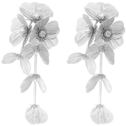 TOFBS Boucles D'oreilles Élégantes Longues en Argent 925 - Tassel Esthétiques de Pétales Irréguliers Hypoallergéniques pour Femmes