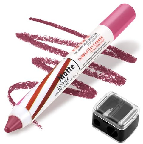Boobeen Opaco Lipstik Matita Labbra Crayon Stick trucco, non sbavare opaco piena copertura colore delle labbra liscia cremosa penna labbra per le donne, Lip Liner Set con Sharpner