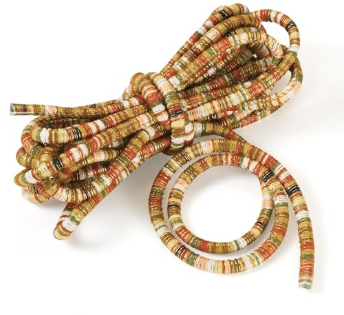 FASHEWELRY Cordoncino elastico rotondo da 5 mm, 5 m, stile etnico, filo elastico avvolto per fai da te, arti e mestieri, avvolgimento, lavoro a maglia, abbigliamento e cucito