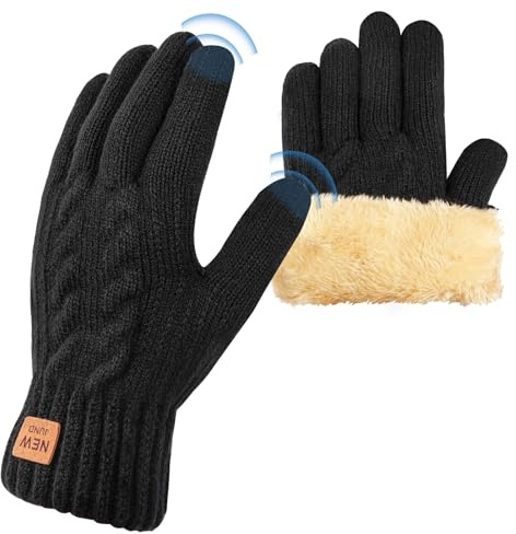 flintronic Gants Hiver Femme, Tactiles Thermique Tricot Gants, Mitaines en Tricot Chauds pour Hommes Femmes, pour Ski Vélo Conduite Sport Outdoor