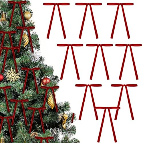 36 Piezas Lazos de Terciopelo Decoración Navideña,5 * 7 Pulgada Lazo Rojo Navidad Decoración Arbol,Vintage Lazo Regalo Cinta Terciopelo para Coronas Boda Decoracion Hogar Interior y Exterior