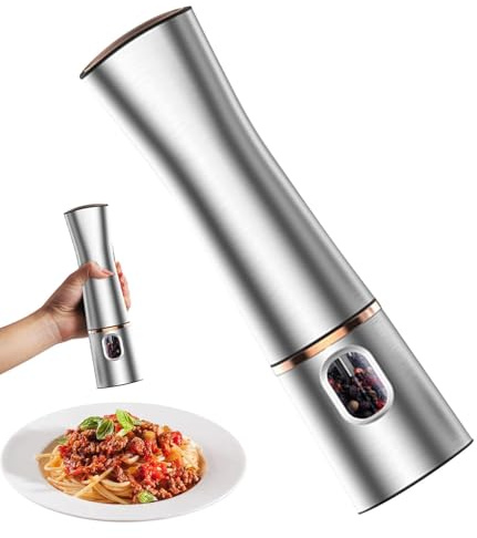 Macina sale elettrico, Macina pepe elettrico | Macinapepe in acciaio inossidabile ricaricabile | Bottiglia per macinare gadget da cucina alimentata a batteria con ruvidezza regolabile per spezie pepe