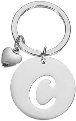 PATIKIL Runde Schlüsselanhänger Buchstabe mit Herz Charm, Edelstahl Hohl Buchstaben Schlüsselanhänger A-Z Initialen Anhänger für Schlüssel Taschen Handtaschen Schulranzen Rucksack