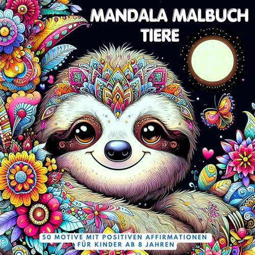 Mandala Malbuch Tiere für Kinder ab 8 Jahren: 50 niedliche Tiermandalas mit positiven Affirmationen | Kreatives Geschenk für Jungen und Mädchen