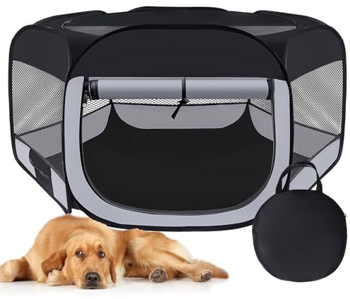 Dog Play Pen Indoors,Puppy Pen,Cat Playpen for Indoor Cats Enclosed(Grey,L)