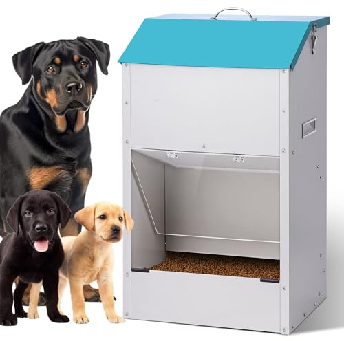 MOGOULUA Distributore Automatico Cibo Cani 50lbs Mangiatoia Automatica Per Gatti Con Copertura Antiratto Dispenser Cibo Cani di Grossa Taglia 41 x 30 x 70.5CM